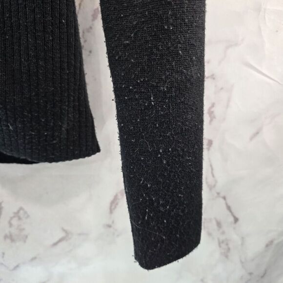 Title Nine Sweater Womens Small Black Merino Wool Mock Neck Full Zip Pockets - Picture 4 of 12